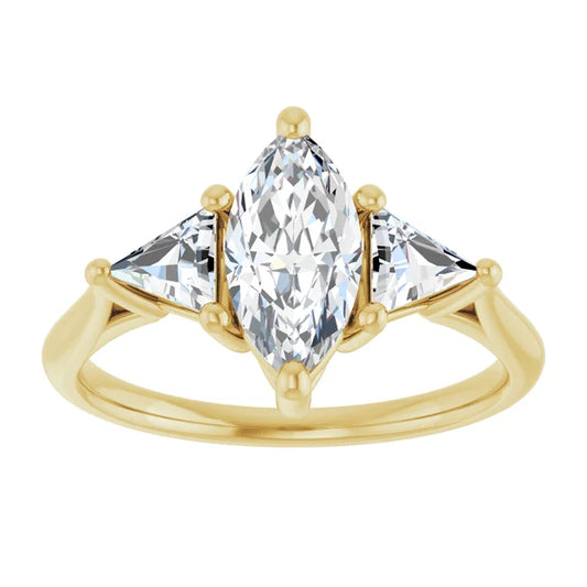 1 CT Marquise and Trillion Three Stone Diamond Engagement Ring for Women