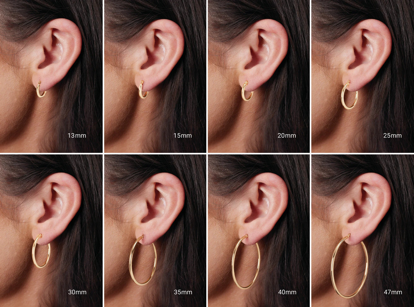 a model wearing hoop earrings
