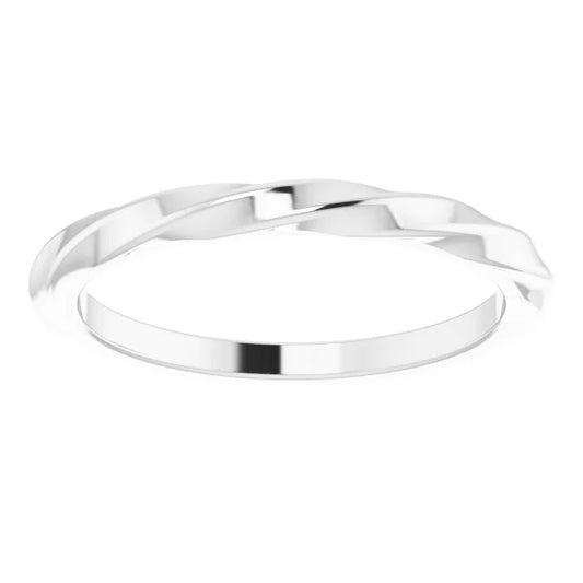 White gold or platinum Twisted Stackable Ring