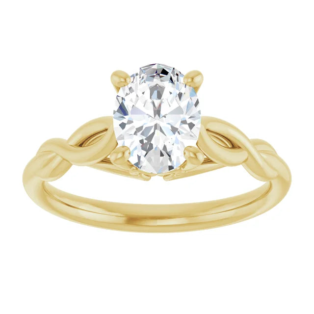 1 CT Twisted Shank Oval Shape Solitaire Diamond Engagement Ring