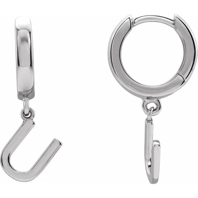 14K Gold Initial Hinged Huggie Hoop Earring