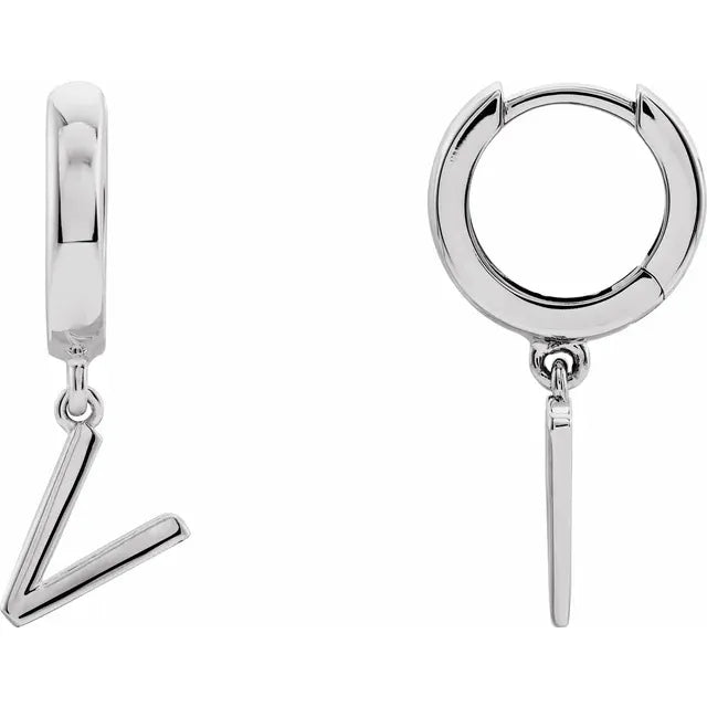 14K Gold Initial Hinged Huggie Hoop Earring