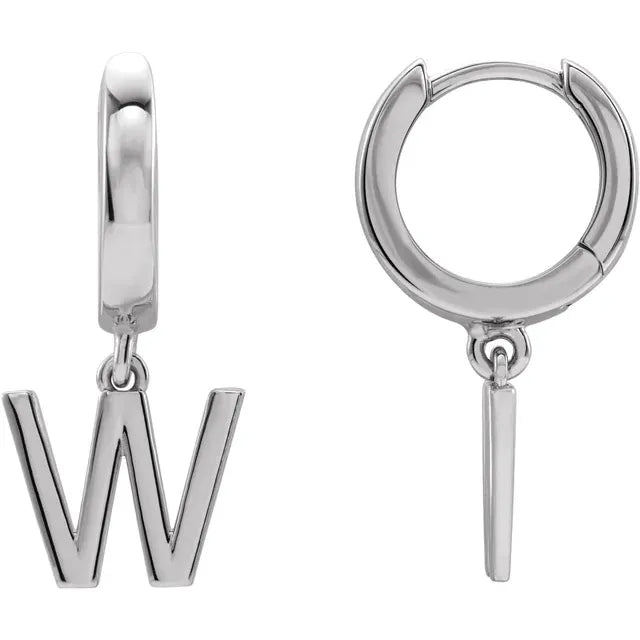 14K Gold Initial Hinged Huggie Hoop Earring