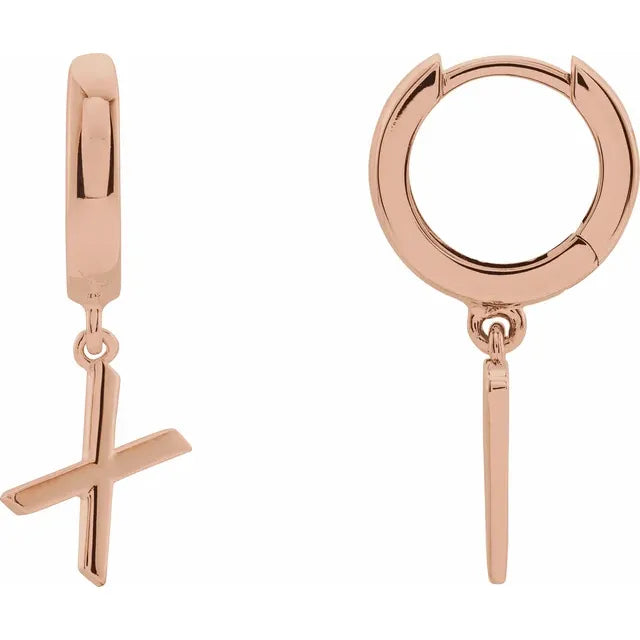 14K Gold Initial Hinged Huggie Hoop Earring