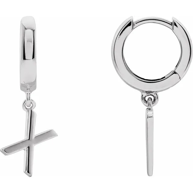 14K Gold Initial Hinged Huggie Hoop Earring