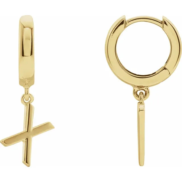 14K Gold Initial Hinged Huggie Hoop Earring