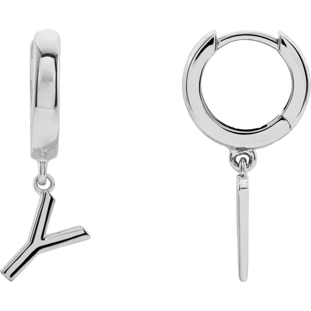 14K Gold Initial Hinged Huggie Hoop Earring