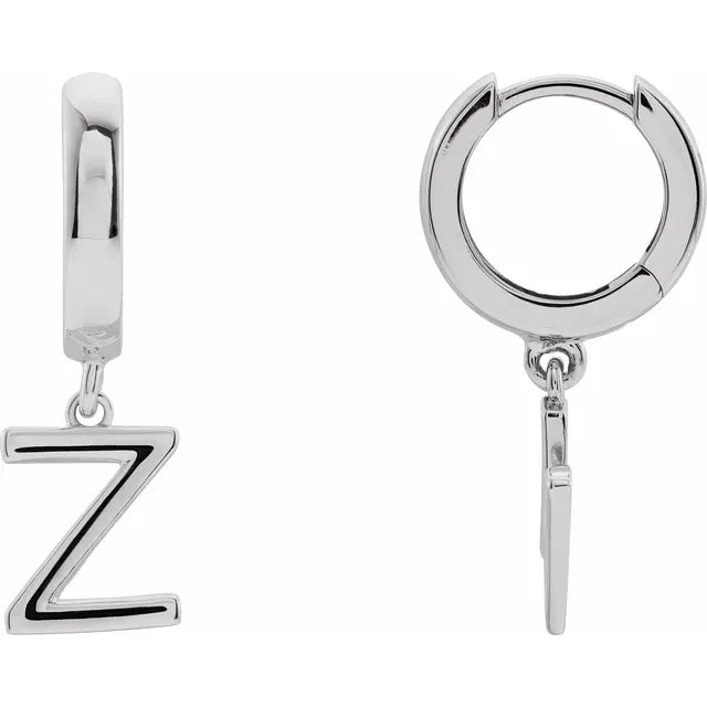 14K Gold Initial Hinged Huggie Hoop Earring
