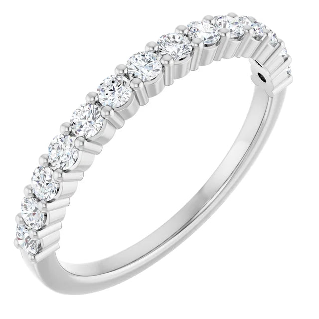14K White Gold 1 CTW Natural Diamond Anniversary Band showing stones
