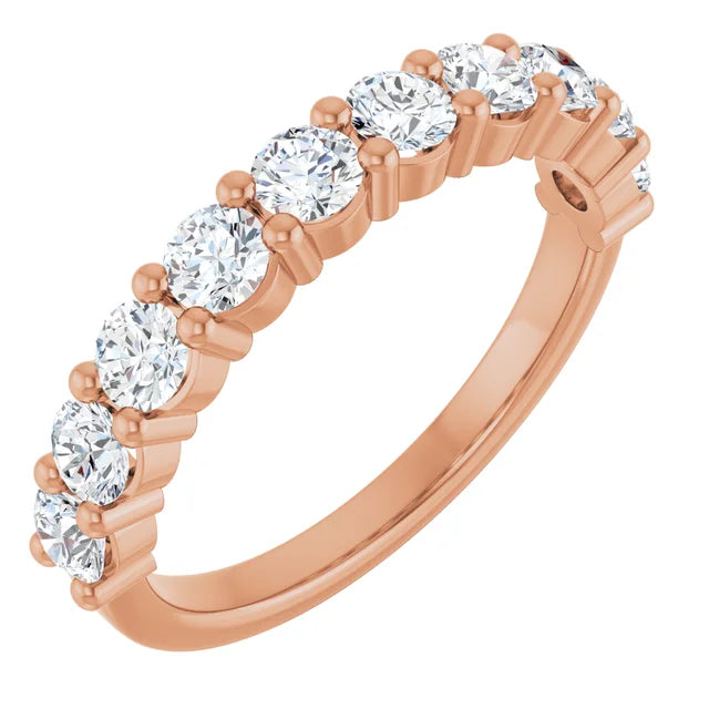 14K Rose Gold 1 CTW Natural Diamond Anniversary Band Showing stones
