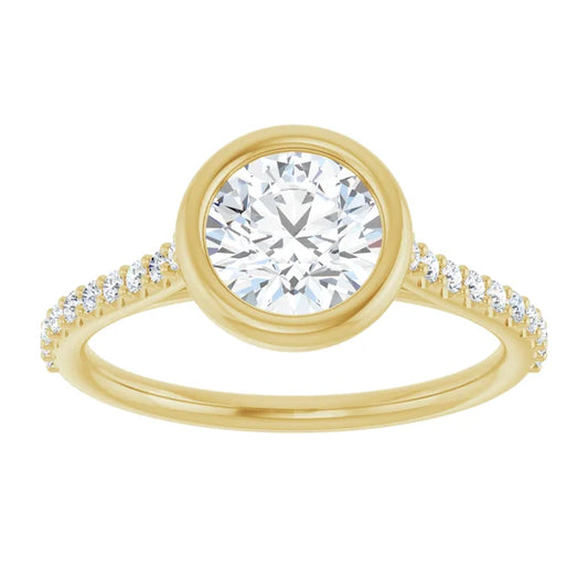 1 1/4 CTW Moden accented Bezel Set Diamond Engagement Ring