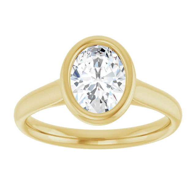 1 CT Bezel Set Oval Shape Diamond Solitaire Engagement Ring for Women