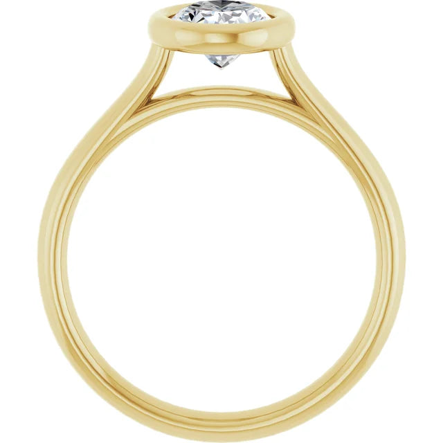 1 CT Bezel Set Oval Shape Diamond Solitaire Engagement Ring for Women set in Yellow Gold showing under gallery