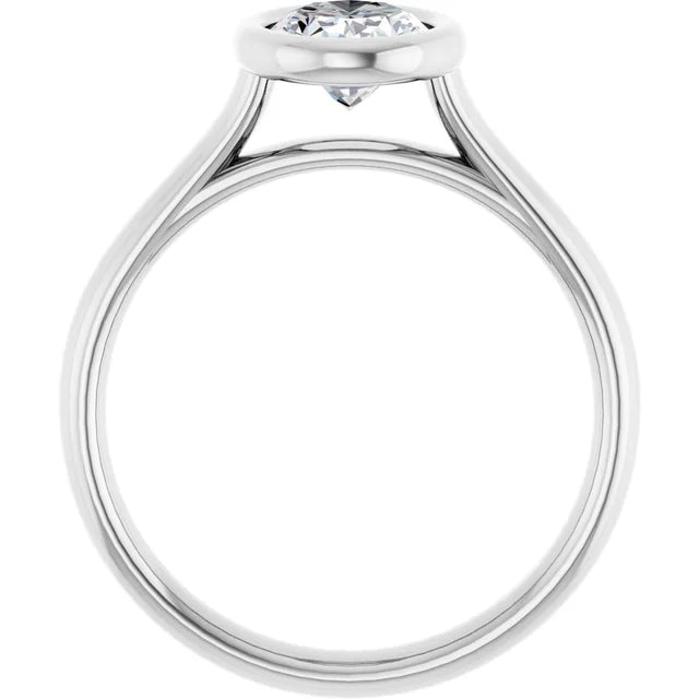 1 CT Bezel Set Oval Shape Diamond Solitaire Engagement Ring for Women Set in white gold or platinum showing under gallery