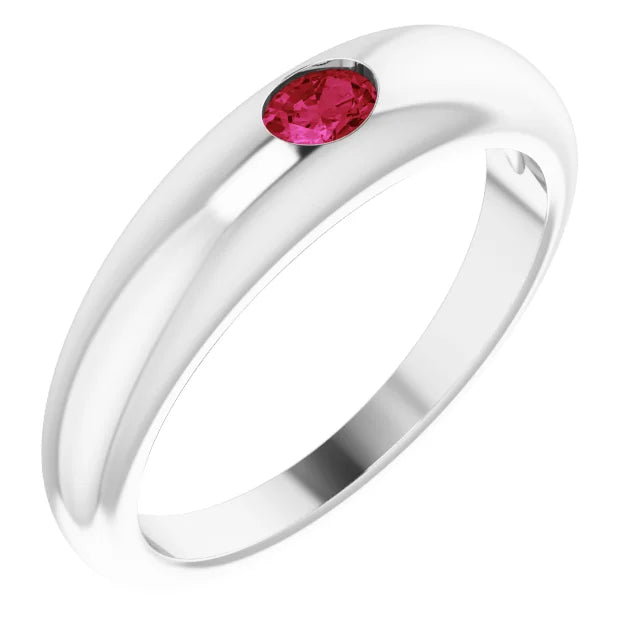 Natural Ruby Ring on 14k White Gold Side Picture