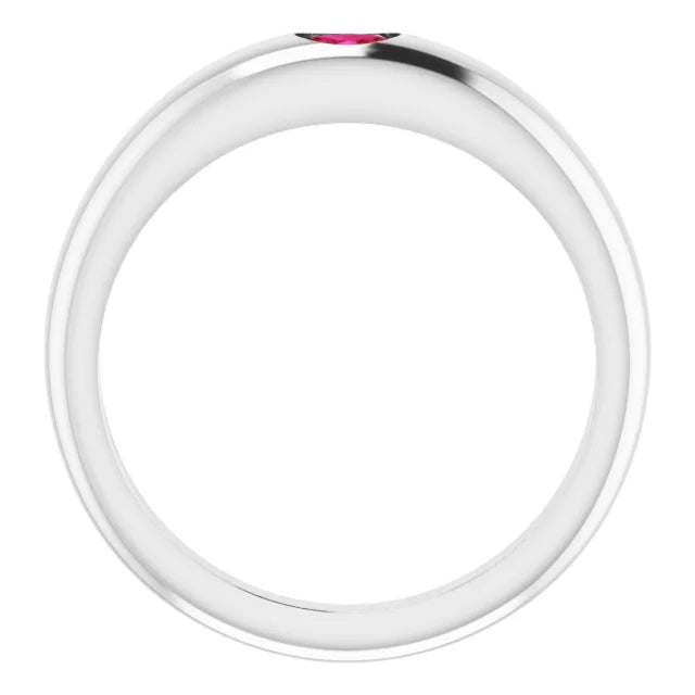 Classic Dome Gemstone Band – Flush-Set Oval Gemstone