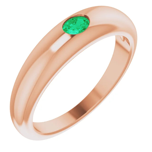 emerald ring 14K Rose gold side picture