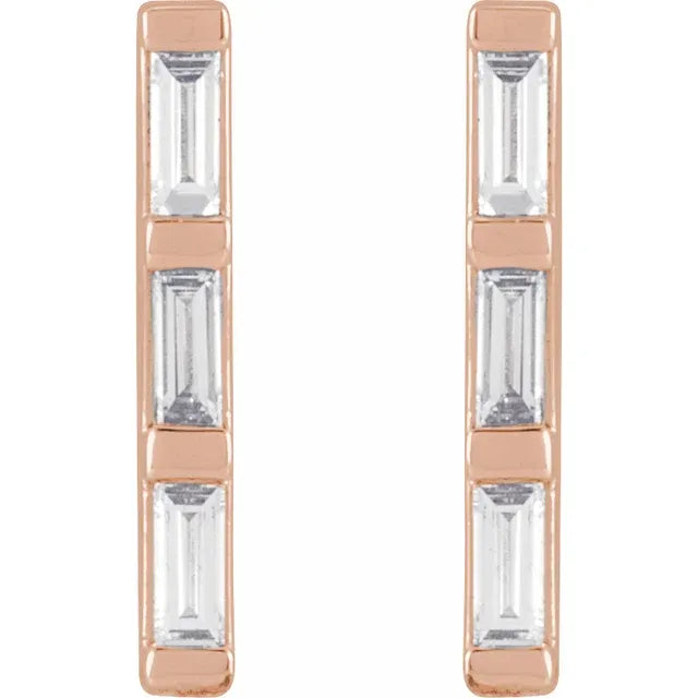 1/8 women diamond earring 14k rose gold showing post