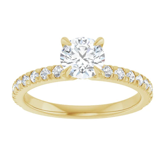 French-Set Diamond Engagement Ring 14K Yellow Gold straight Picture