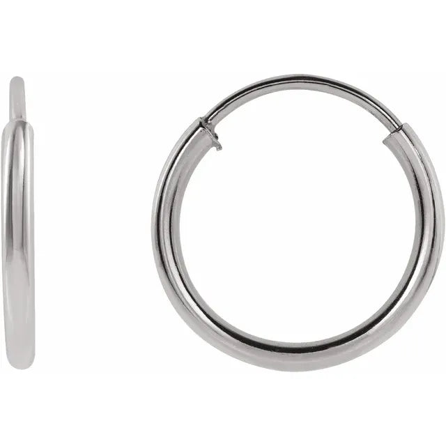 14k Gold Hoop Earrings White gold 10 MM