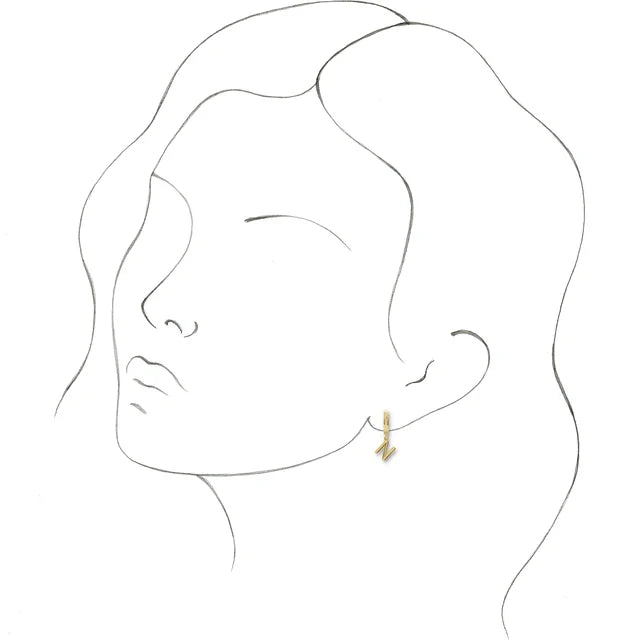 14K Gold Initial Hinged Huggie Hoop Earring