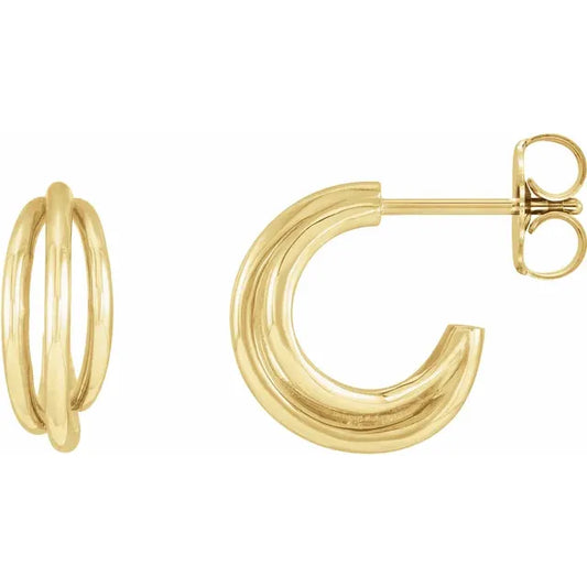 14K yellow Gold Multi-Layer Hoop Earrings for women