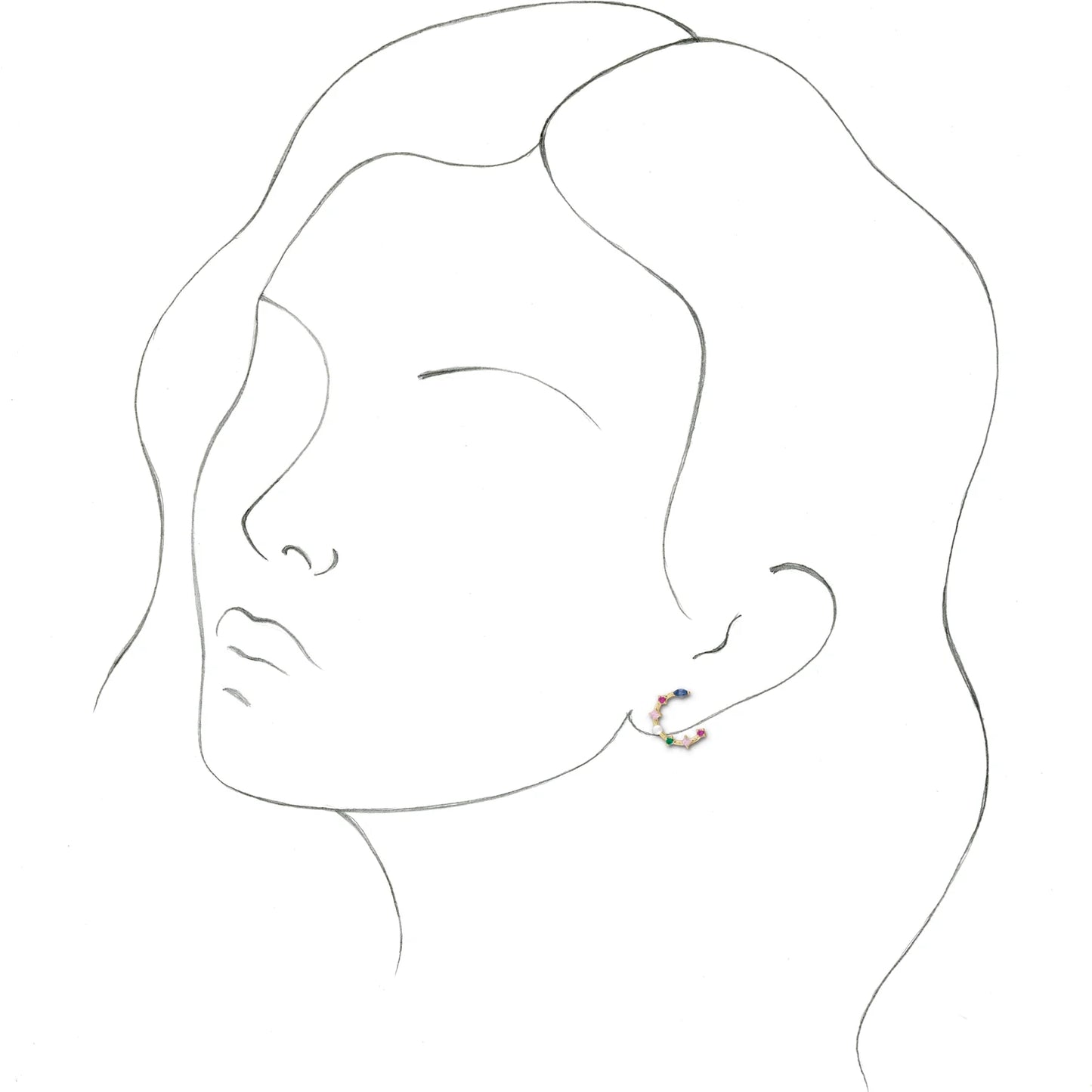 a picture of a model wearing Cultured Freshwater Pearl & Natural Multi-Gemstone Earrings
