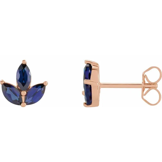 sapphire women stud earrings 14k rose gold earrings