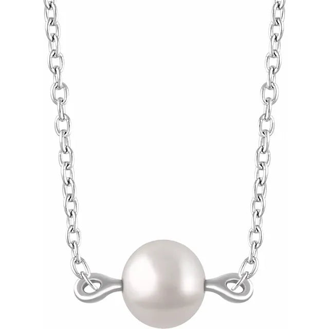 Cultured White Freshwater Pearl Necklace in white gold