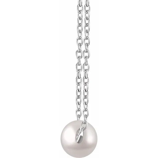 Side View Cultured White Freshwater Pearl Necklace
