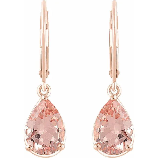 Natural Pink Morganite Earrings Front Picture