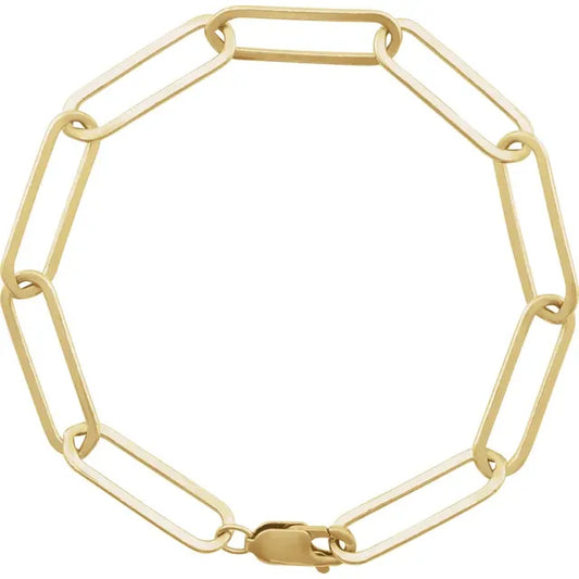 14K Yellow 6.2 mm Elongated Cable Bracelet closed