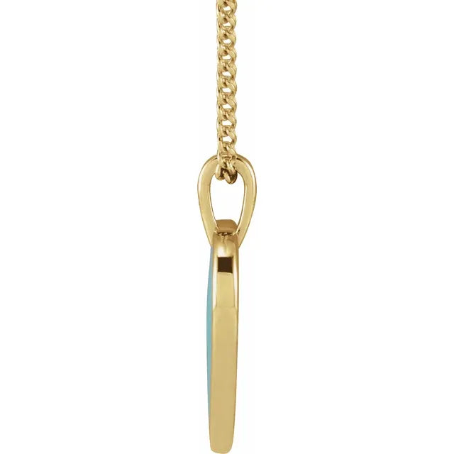 14K Yellow Gold Heart Shape Turquoise Necklaces side