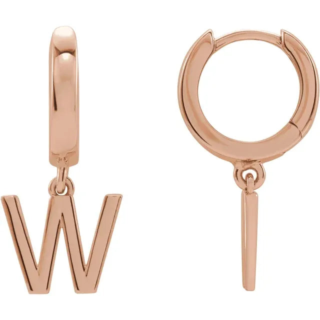 14K Gold Initial Hinged Huggie Hoop Earring