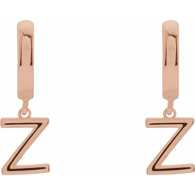 14K Gold Initial Hinged Huggie Hoop Earring