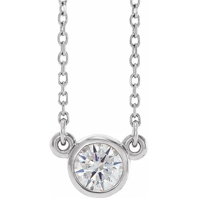 14K White Natural Diamond Solitaire Necklace 1/4 CTW