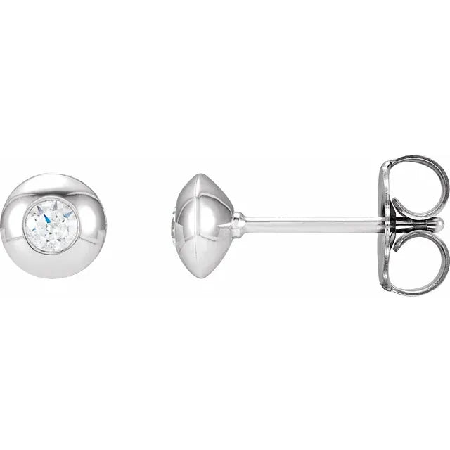 Domed Bezel Diamond Stud Earrings