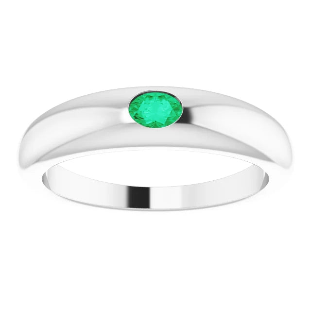 Classic Dome Gemstone Band – Flush-Set Oval Gemstone