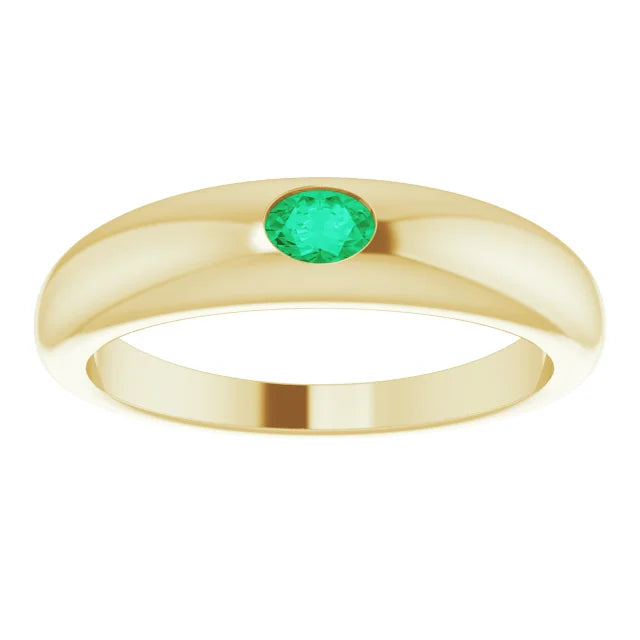 Classic Dome Gemstone Band – Flush-Set Oval Gemstone
