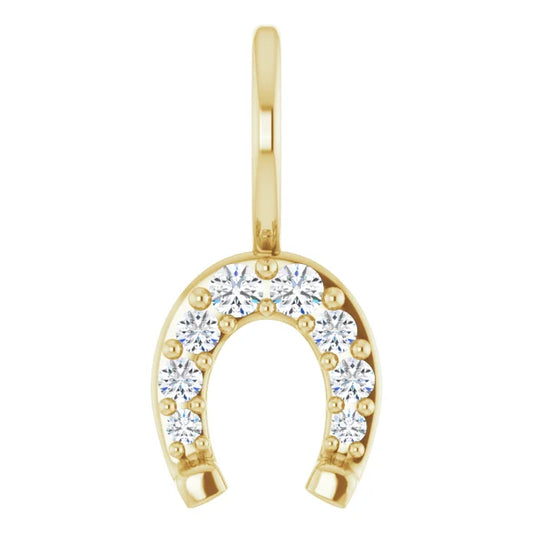 Natural Diamond Horseshoe Charm – 1/8 CTW – 14K Gold or Platinum