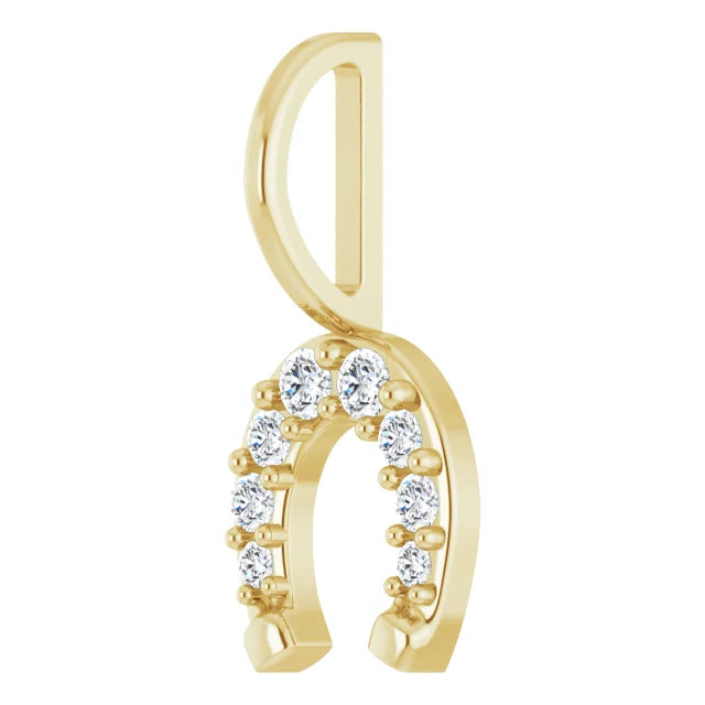 Natural Diamond Horseshoe Charm – 1/8 CTW – 14K Gold or Platinum