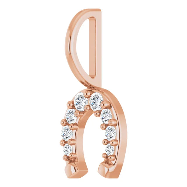 Natural Diamond Horseshoe Charm – 1/8 CTW – 14K Gold or Platinum