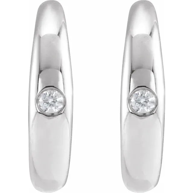 03 CTW Natural one Diamond Hoop Earrings Showing diamond 