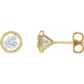 1.5 CTW Bezel Set Diamond stud Earrings Set in Yellow Gold