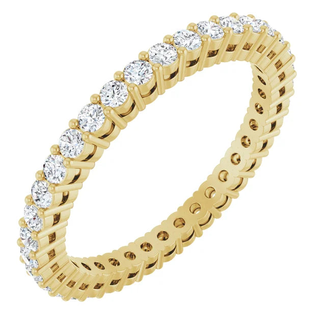 Sideway Picture for 1.7 MM Double Gallery Full Eternity Diamond wedding band for women Set in Yellow Gold