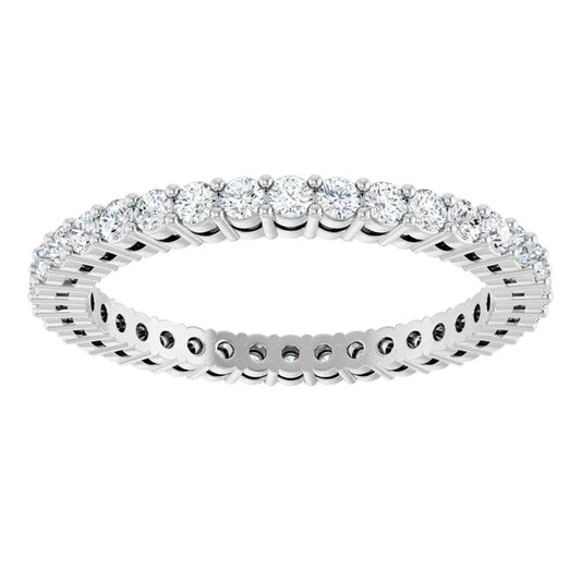 14K White gold 1.7 MM Double Gallery Full Eternity Diamond wedding band for women 