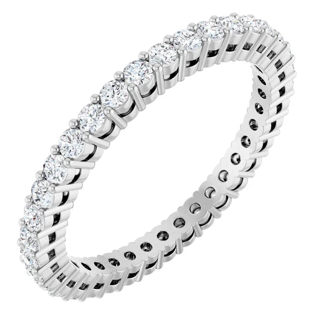 Sideway Picture for 1.7 MM Double Gallery Full Eternity Diamond wedding band for women Set in white gold or platinum 