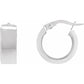 14K White Gold 10 mm Flat Tube Hoop Earrings