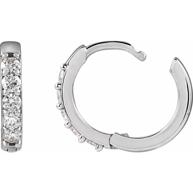 10 MM Diamond Hoop Earring Set in white gold or platinum 