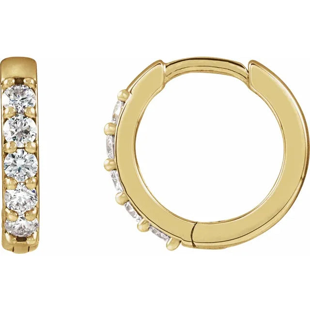 10 MM Diamond Hoop Earring Set in Yellow Gold